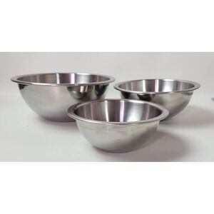Vintage Carlton Ware Stainless Steel Nesting Mixing Bowl Set 3pc Carrollton Ohio